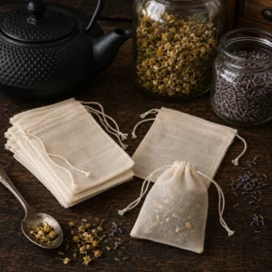 12 Pack Reusable Cotton Tea Bags 5"