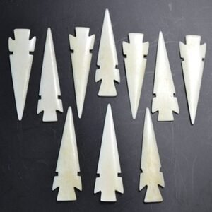 Set Of 10 Approx. 3" Bone Arrowheads For Jewelry And Ritual Craft