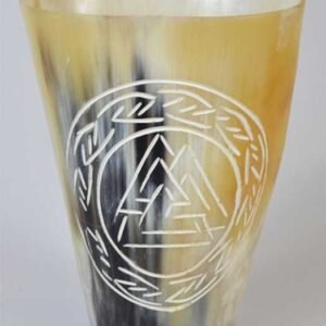 4" Norse Valknut Buffalo Horn Mug