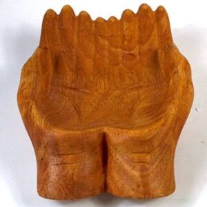 7" Wood Hand Offering Bowl