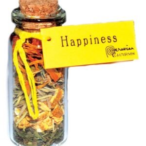 Happiness Pocket Spell Bottle 2" Sealed Glass Charm