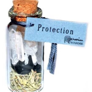 Protection Pocket Spell Bottle 2" Glass And Stone