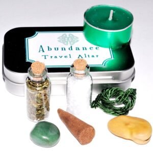 Abundance Travel Altar w/ Glass, Stone, And Ritual Essentials