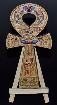6" Gold Ankh Resin Statue With Easel Stand
