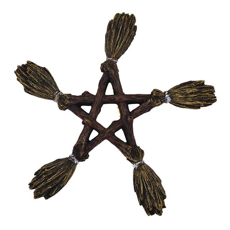 6 3/4" Broom Pentagram Resin Wall Hanging