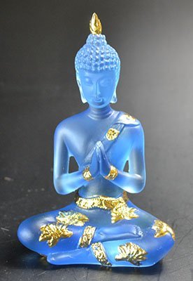 4 1/2" Buddha Figurine in Blue And Gold