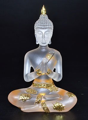 4 1/4" Buddha Figurine in Clear And Gold