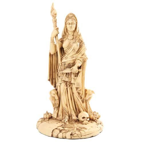 Goddess Hecate Hand-Painted Resin Statue in Bone-Cream Finish