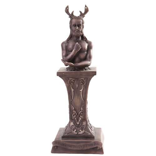 Horned God Bronze-Color Statue 4 3/4" x 4 3/4" x 12 1/2"