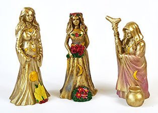 Set Of 3 Mother, Maiden, Crone Resin Figurines ~4"