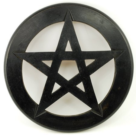Pentagram Black Wood Wall Hanging 9"