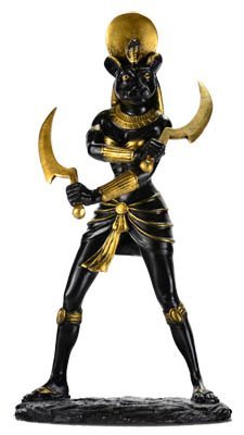 Sekhmet Statue 11" Black & Gold Resin Figurine