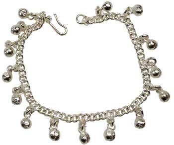 Silvertone Anklet With Bells 11"