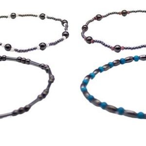 Magnetic Hematite Anklet With Glass, Stone, And Bone Beads