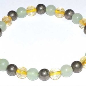 6mm Aventurine, Green, Citrine & Pyrite Beaded Bracelet