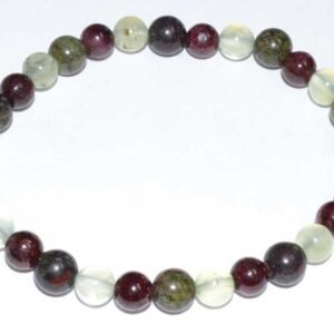 6mm Jasper, Dragon Blood, Garnet & Prehnite Beaded Bracelet