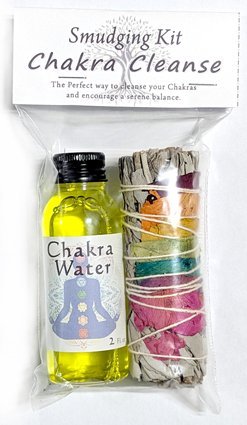 Chakra Cleansing Smudge Kit With 2 oz Chakra Water And Sage Smudge