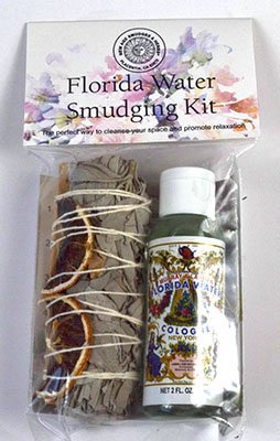 Florida Water Smudge Kit With 2 oz Florida Water And Sage Bundle